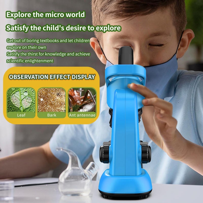 DOUBLE CC Kids Microscope,40-1600x Microscope Kit for Kids Beginners Children,STEM Kit,Prepared Slides,LED Light and Configured Various Operating Tools- Science Experiment Toy for Kids Ages 6-12 - Image 3